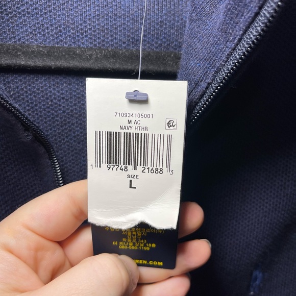 NWT- Polo Ralph Lauren Men’s navy Full zip Cotton sweater Vest in size L - Picture 7 of 8